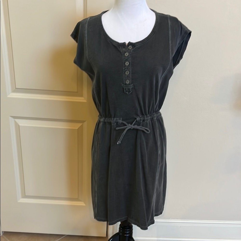 Lucky Brand Casual Charcoal Tunic Dress with Button Detail